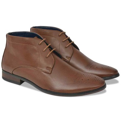 vidaXL Herenschoenen met Veter Bruin Maat 44 PU Leer Heren Schoen Schoenen  | eBay