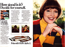 Polaroid SX-70 Alpha-1 Camera Lady Fashion Hairstyle Vintage Print Ad 1977