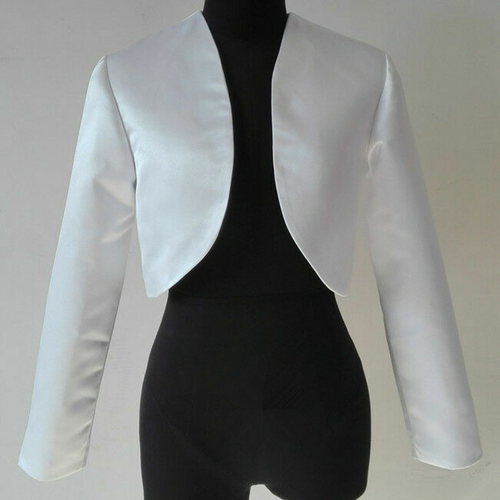 Chaqueta bolero para boda fiesta chaquetas de novia manga larga satinado chaqueta manga larga - Imagen 6 de 19