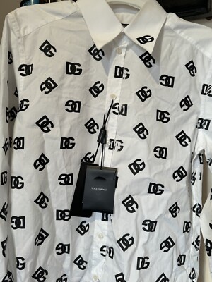 Dolce&Gabbana Logo Print Long-Sleeve Shirt Size 39(15.5) NWT See