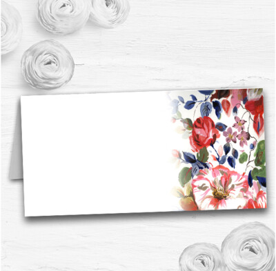 Hübsche blaue Vintage Blumen Hochzeit Tisch Sitzplatz Name Tischkarten