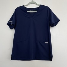 Women s FIGS Casma Three-Pocket Scrub Top Aya Healthcare Embroidery Navy Size L
