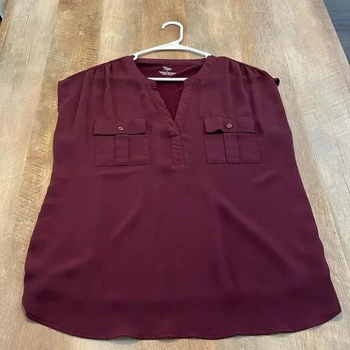 Blusa Premise para mujer sin mangas con cuello en V - Vino de Borgoña - Talla L - Imagen 2 de 4