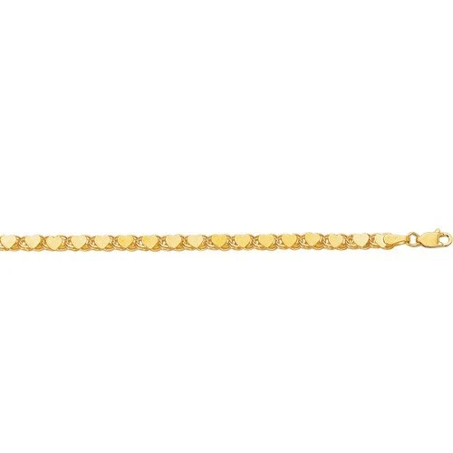 Collar de cadena de eslabones de corazón espejo oro amarillo de 14kt 16" 3 mm 6,6 gramos