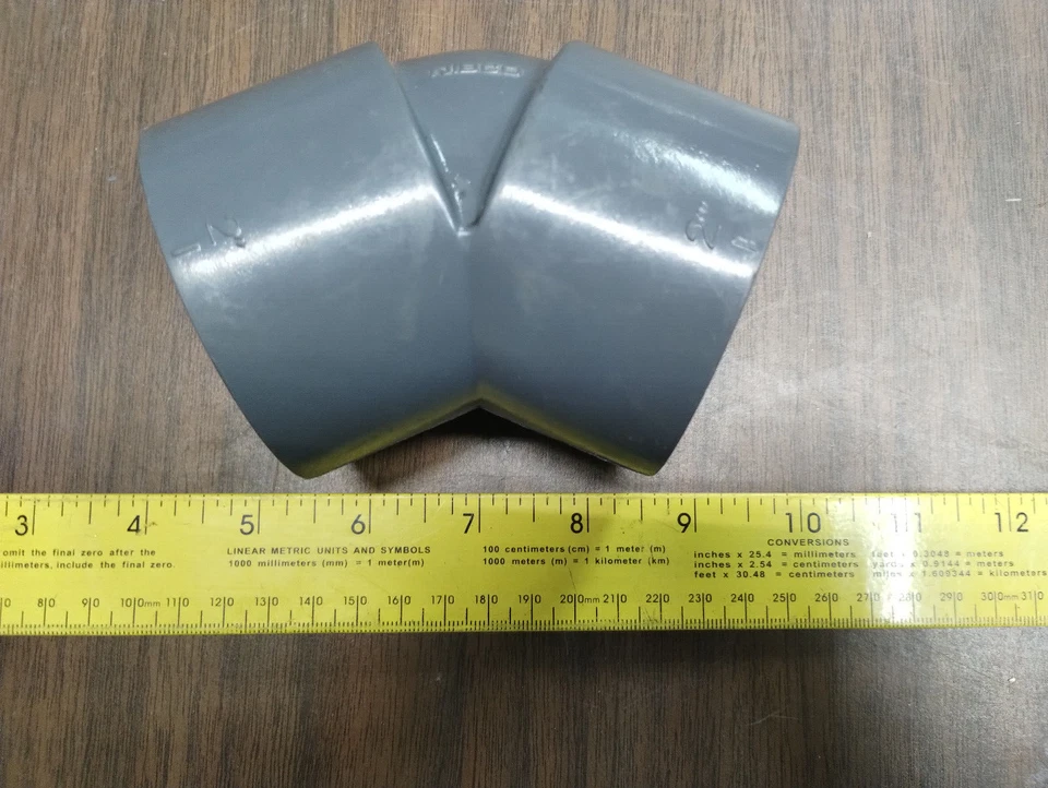 LOT OF 3  NIBCO 2" 45 DEGREE ELBOW SOCKET X SOCKET SLIP GLUE SCH 80 PVCI NFS-PW - Image 2 of 4