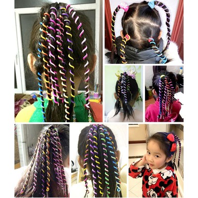6 Pcs Set Kids Curler Hair Braid Hair Sticker Baby Girls Decor