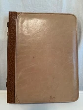 Vintage Design-A-Day Fine Tan Leather Large Zip Around Organizer -Good Condition