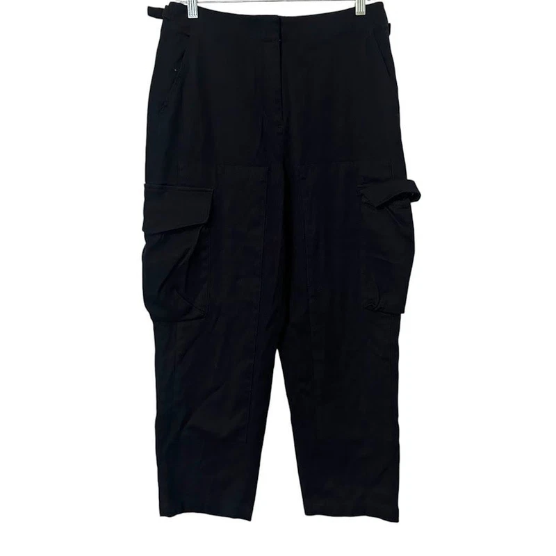 sweaty-betty navy corduroy cargo wide ankle tapered leg pants