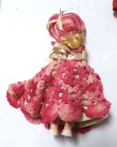 Unidentified Hard Plastic Doll in a Pink Crocheted Dress (Lingerie Lou?) - Picture 2 of 5