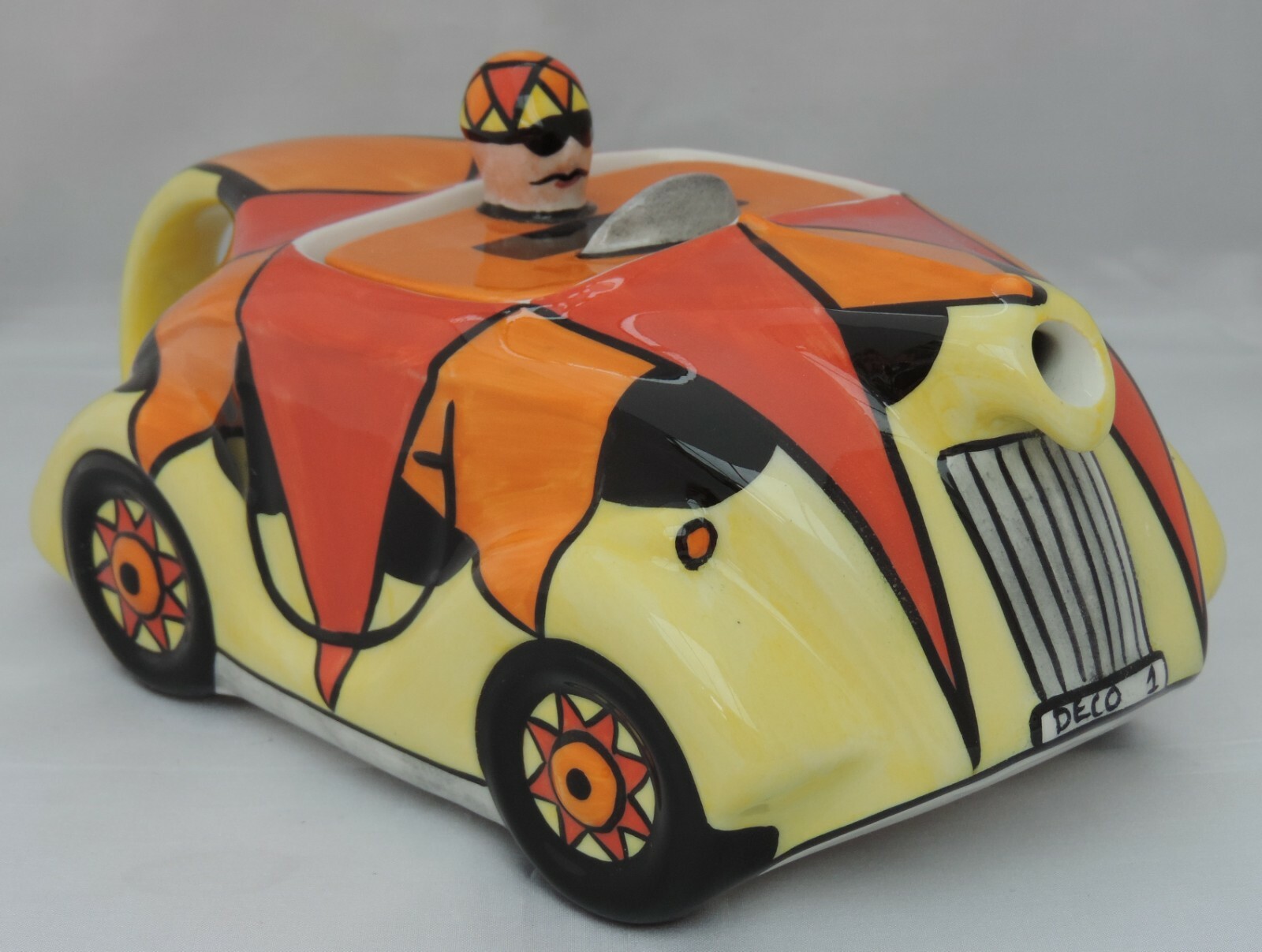 Lorna Bailey motor car Teapot Deco1 under licence from Sadler