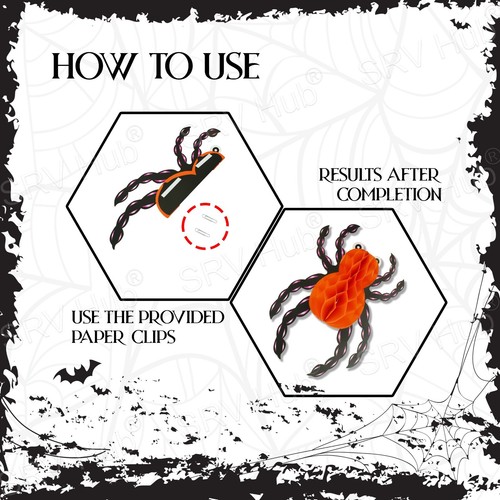 3D Halloween Hanging Decoration, 3D Spooky Spiral, Honeycomb Spider Foil Garland - Picture 62 of 129