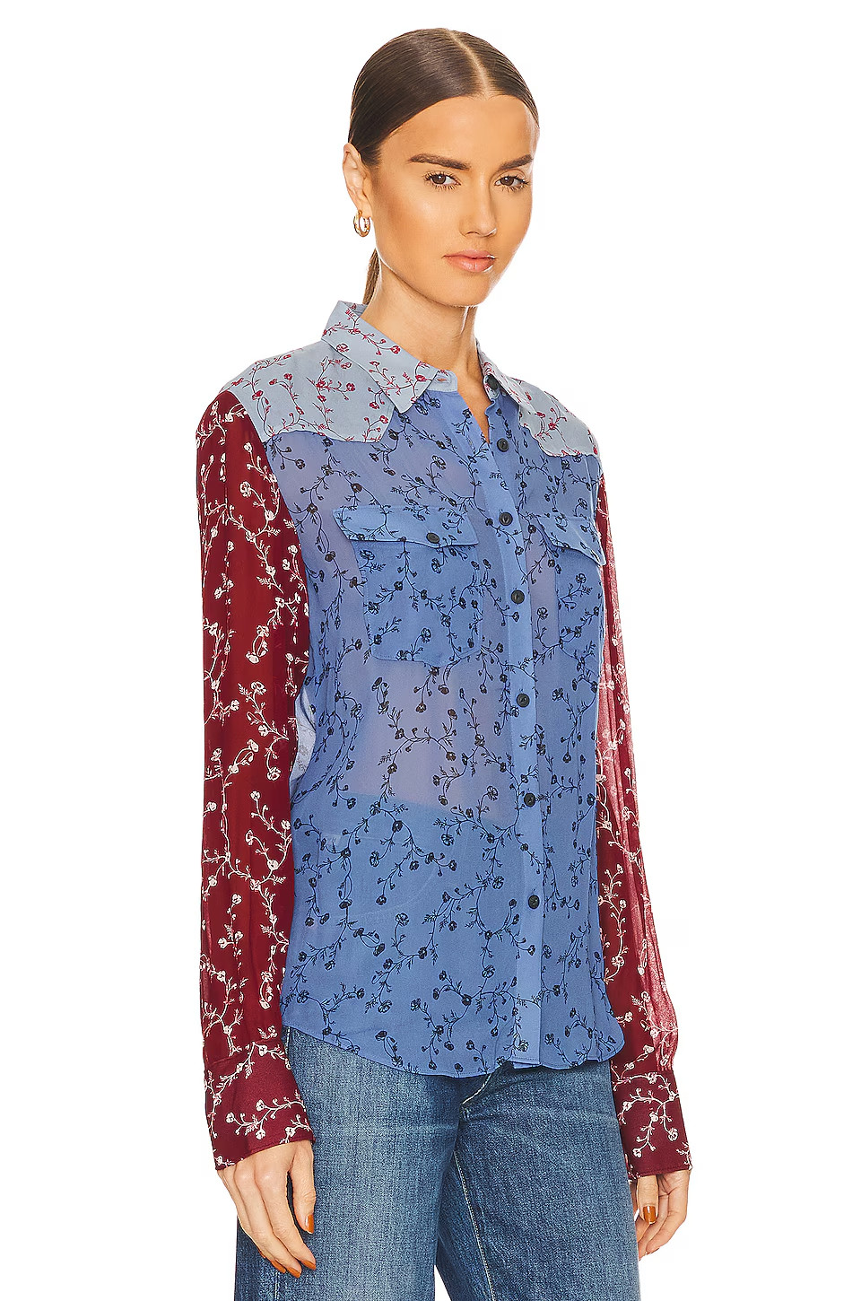 Rag & Bone Wyatt Patchwork Button Up Floral Blous… - image 11
