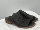 Sofft Strathmore Women's Ruched Black Leather Slide Mule Heels Sandals Size 6.5M