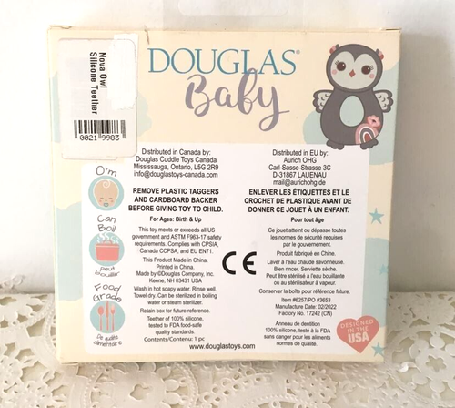 Douglas Baby Nova Owl Gray Silicone BPA Baby Teether NEW NIB - Picture 2 of 2