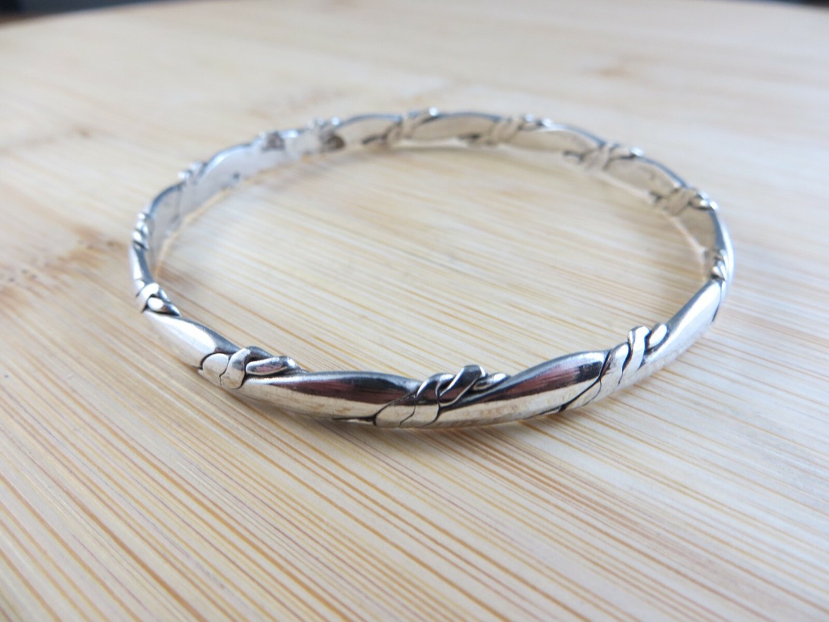 アクセサリー Vintage Silver Twist Wide Bangle 925 Vintage Braided Twist Sterling Silver 6 mm Wide Bangle