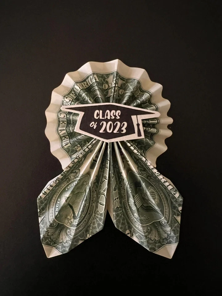 Graduation Ribbon Lei Class of 2026 Pick 2 COLORS w/Flower/Cap/Gown Origami Lei - Image 4 of 4