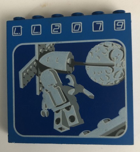 LEGO Blue 1x6x5 Brick LL2079 Rocket Moon Space Astronaut Pattern Vintage Rare - Picture 2 of 4
