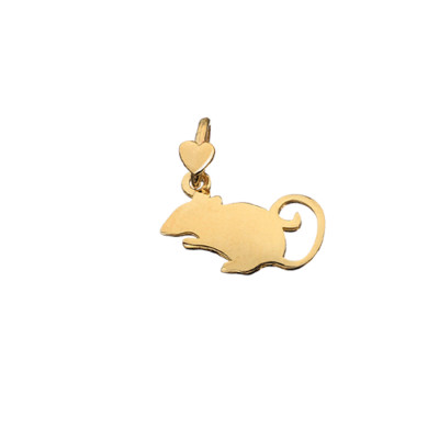 Charms Anhänger Gelbgold 9K, Maus, Klein, Gerade, Länge 12 MM