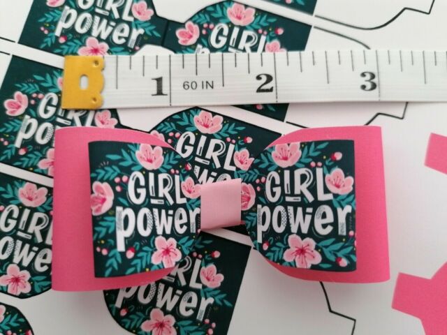 floral girl power A4 Canvas Fabric Sheet Hairbows For Bow DIY Make 6 pencil Bows