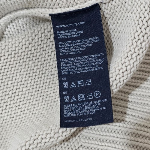 Tommy Hilfiger Cardigan AUS M/12 US8 Ivory Knit Button Down Crest Logo Shawl - Picture 7 of 9