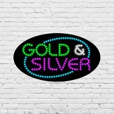 LED Gold & Silver Sign for Retail Displays | Light Up Sign | 15"H x 27"W x 2"D
