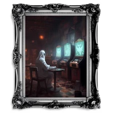 Ghost in an Abandoned Casino Gothic Wall Art Paper Poster Prints Spooky Decor Da