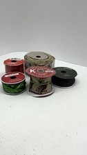 Christmas Ribbon Lot 5 Rolls Cardinal Snowflake Red Green Black Wreath Bow
