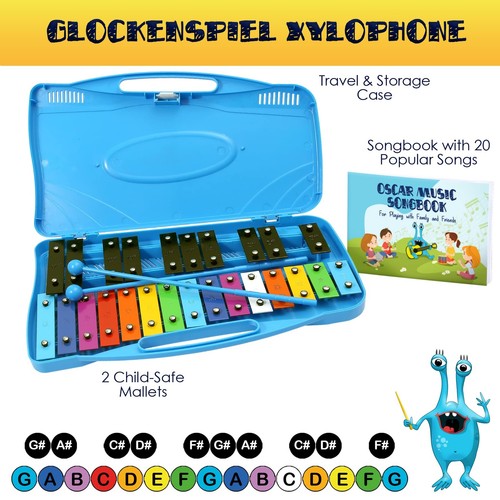 Glockenspiel Xilofono | 25 Note Tasti in Metallo Colorati Xilofono per Bambini | Per... - Foto 2 di 6