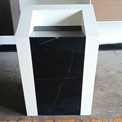 White & Black modern Rectangular sink Pedestal Stand w/ Black Front Panel