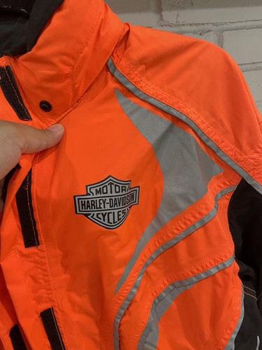 Harley Davidson Damen Reitjacke mit Kapuze Größe L reflektierend orange - Bild 2 von 8