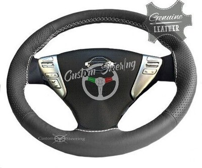 For NISSAN NOTE E12 2013-17 DARK GREY Grain &Perfo Leather Steering Wheel Cover