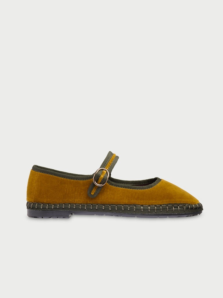 Zapatos de terciopelo FLABELUS Betsy Mostaza Mary Jane - EU 41 - UK 8