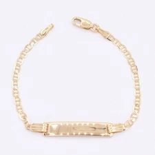 2.5mm Mariner Chain ID Baby Kids Bracelet Real 10K ALL Yellow Gold 5.5"