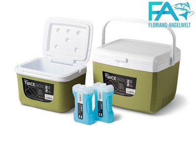 Kühlbox-Set Delphin TwiceBOX 2in1 5l +13l 2x400ml Kühltasche Angeln Angelbox