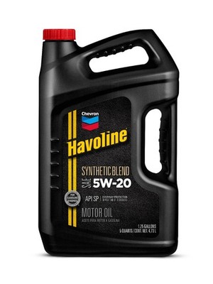 Chevron Havoline Synthetic Blend Motor Oil 5W-20, 5 Quart Jug