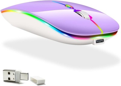 LED Rechargeable Mouse(BT5.2+Type-C+USB2.4G) Bluetooth Mouse for MacBook/MacBook
