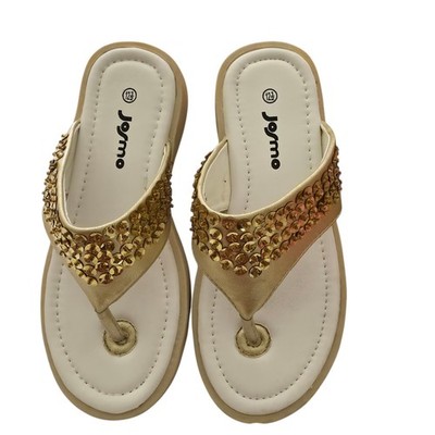 Josmo Flip Flop Sandals Girls size 12.5 Gold Sequined New With Box