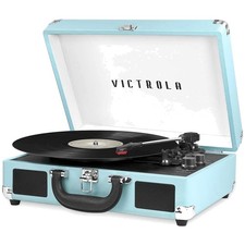 Portable 3-Speed Turntable with Bluetooth - Turquoise