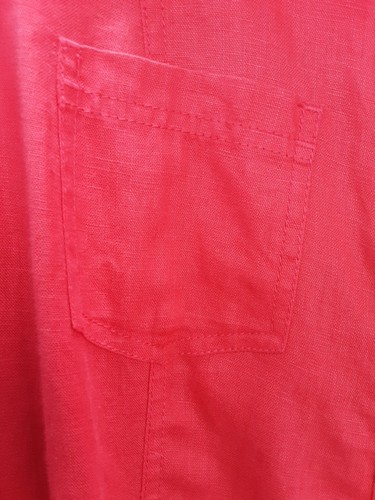 Boden Size 14 Red Long Sleeve Button Front Pure Linen Dress Belt Pockets - Picture 4 of 13