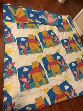 Vtg Disney Winnie The Pooh Piglet Full Bed Comforter  2 Pillow Cases 90s