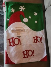 Lg Felt Christmas Draw String Gift Bag ~ 28"L X 19"W ~ Santa w/HoHoHo ~ Ex Cond