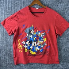 Vintage Disney T Shirt Women’s XL Red Mickey Unlimited Land And Sea Made In USA