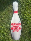 Vintage Budweiser Bowling Pin Metal Tin Tacker Beer Bar Pub Sign 2001 RARE bowl