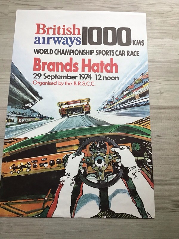 AUTOMOBILIA/1974 1000  KMS BRANDS HATCH ORIGINAL POSTER/FERRARI/PORSCHE