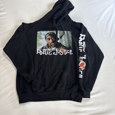 Tupac Shakur Poetic Justice Pullover Black Hoodie Sweatshirt Men's Large 2Pac
