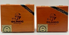 Foundation Olmec Cigar Box Lot of 2 Empty Wood Corona Gorda & Toro Sizes