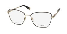 NEW FURLA VFU588 GLASSES WOMENS BLACK 0301 CAT EYE 53-16-135 FULL-RIM METAL