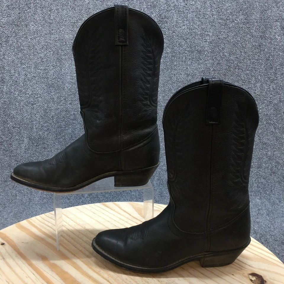 Botas de Vaquero Laredo Western para Mujer 8.5 M Cuero Negro Media Pantorrilla Puntera Almendra Tacones Foto 2 de 4