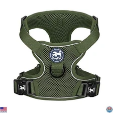 PoyPet Military Green XS Reflective Soft Mesh Dog Harness - Choke-Free Vest