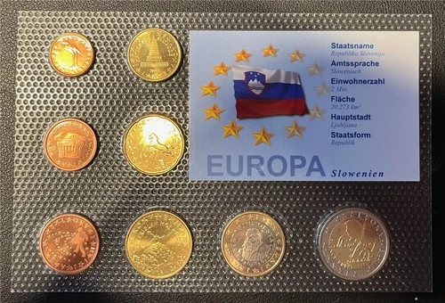 Circulated coin set-Slovenia 2007-Euro motif set - ("sealed on foil")